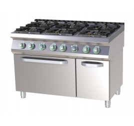 6 égőfejes RedFox gáztűzhely elektromos, statikus sütővel